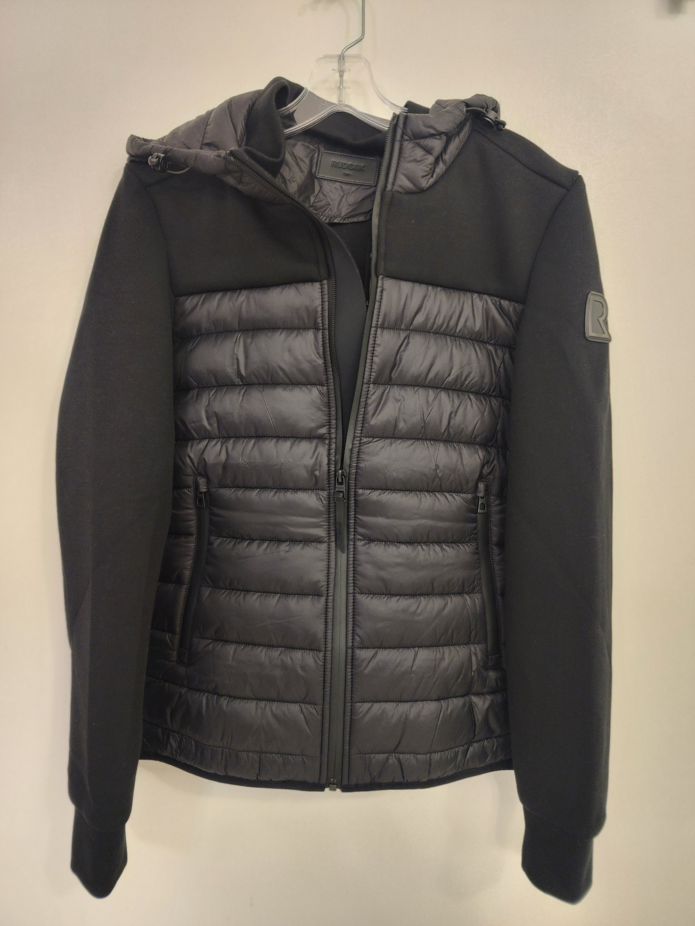 RUDSAK Men's Black Quilted Hooded Puffer Jacket